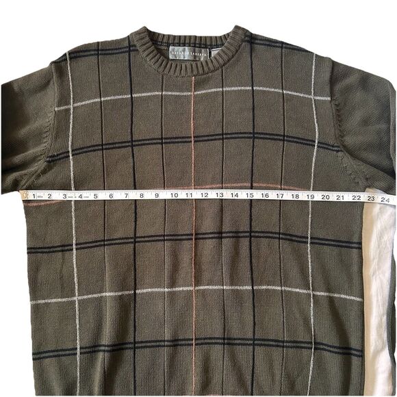 Oscar De La Renta Mens Sweater L Army Green Crewneck Pullover Y2K - Picture 4 of 9